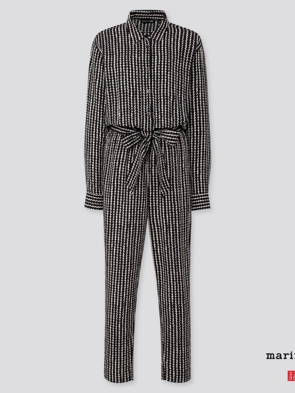 Uniqlo x Marimekko Black and White Long Sleeve Jumpsuit, EUC. XS